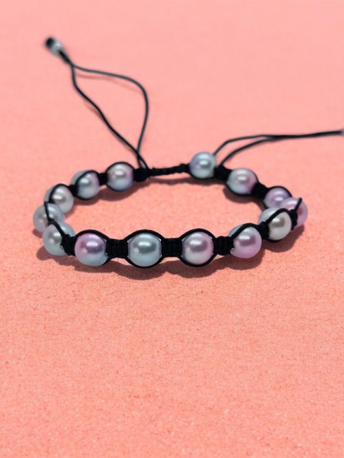 Bracelet style shamballa  rose bleu pastel