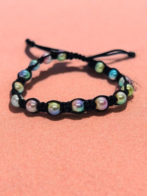 Bracelet style shamballa  vert jaune bleu