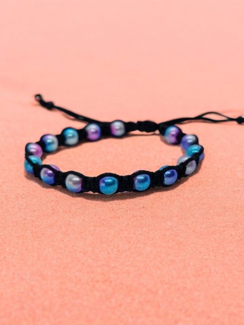 Bracelet style shamballa Bleu rose