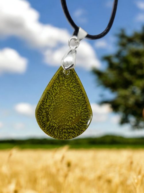 Collier résine goutte jaune / vert