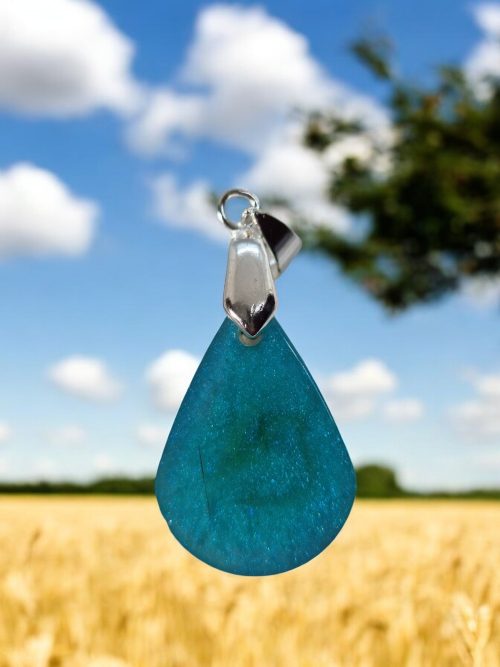 Collier résine Goutte vert eau