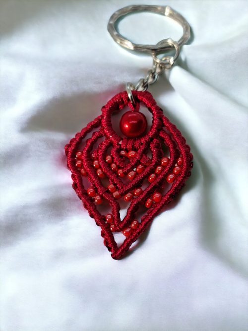 Porte clé Macramé Rouge