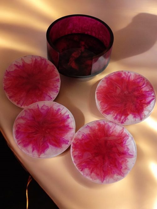 Dessous de verre avec socle rose blanc – Image 2