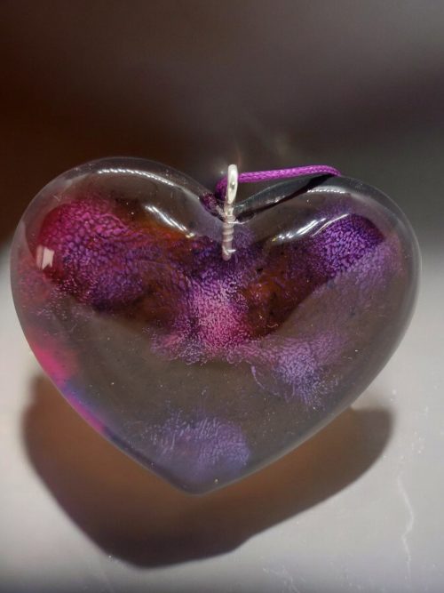 Coeur résine rose / violet