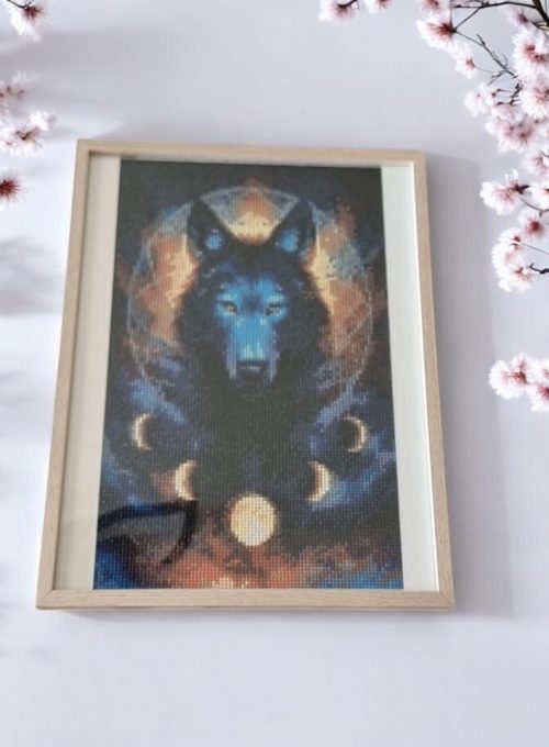 Tableau diamond painting loup lunes