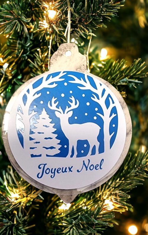 Boule acrylique cerf dans la forêt bleu