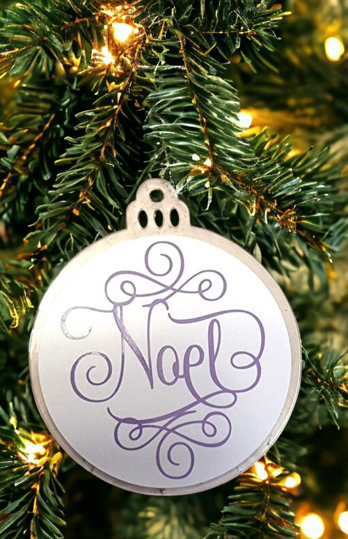 Boule acrylique Noël violet blanc