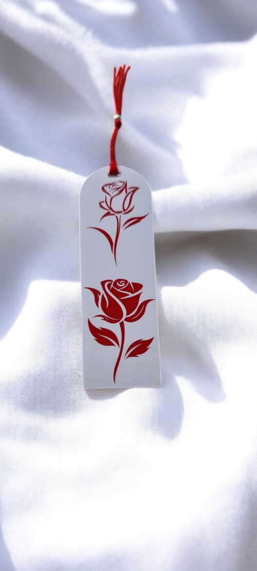 Marque page "roses" rouge et blanc