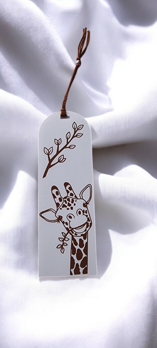 Marque page girafe marron et blanc