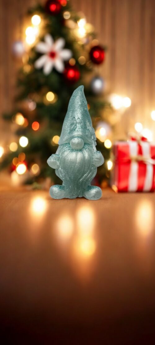 Gnome  blanc paillettes turquoises