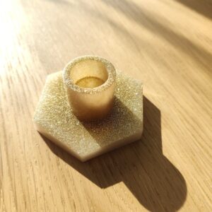 Bougeoir Candela blanc paillettes dorées