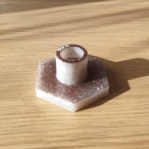 Bougeoir Candela blanc paillettes marrons