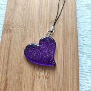 Coeur pop pointe violet pailleté