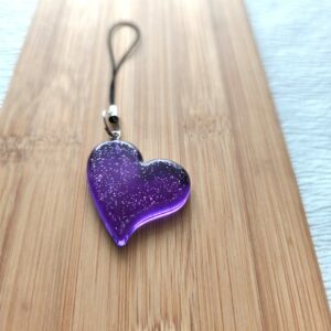 Coeur pop pointe violet pailleté