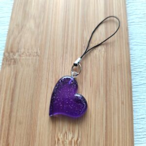 Coeur pop pointe violet pailleté