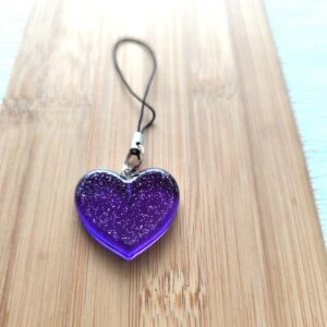 Coeur pop violet pailleté