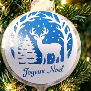Acrynea Joyeux Noël cerf bleu et blanc